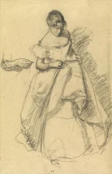Studie af en pige til "The Torn Gown" (kridt på papir)